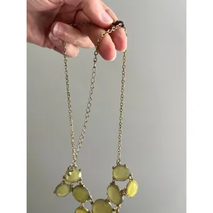 J.Crew Mod Retro Statement Necklace Chartreuse Green Gold Y2K Round Stones‎ Glam thumbnail 5