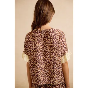 BiBi Leopard and Eyelet Lace Ruffled Top and Shorts Set thumbnail 2