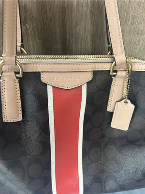 Coach Nancy Satchel Signature Brown Logo Print Purse Bag EUC thumbnail 4
