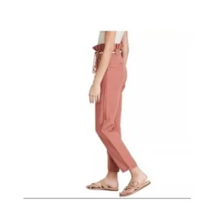 Veronica Beard Karter Paperbag Linen Blend Casual Crop Pants Mocha woman’s 12 thumbnail 2