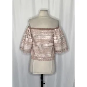 Revolve ALEXIS Finn Lace Off Shoulder Top Blouse Blush Pink Silk Lacey‎ X-Small thumbnail 8