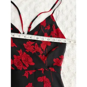 Lulus Best Occasion Black Red Floral Print Front Slit Party Event Maxi Dress S thumbnail 7
