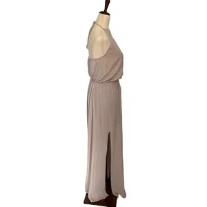 Show Me Your Mumu Halter Maxi Dress Sz M Taupe Sheer Coastal Old Money Neutral thumbnail 5