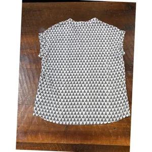 Pleione‎ Short Sleeve Blouse w White/Black Geo Pattern Dolman Sleeves Career - M thumbnail 8