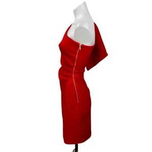 Pilgrim Women's Red One Shoulder Tie Bow Sleeveless Mini Bodycon Dress Size 2 thumbnail 2