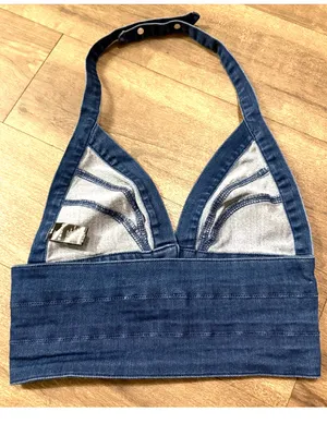 Denim Halter Top Blue thumbnail 4
