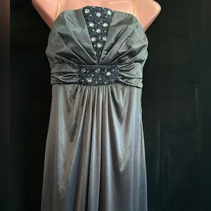 My Michelle Elegant Full Length Strapless Gray Evening Gown Prom Dress Size M thumbnail 7
