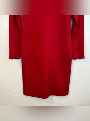 Ralph Lauren Red Mock Neck Lamb Leather Elbow Pad Sheath Bodycon Dress Size 2 thumbnail 10