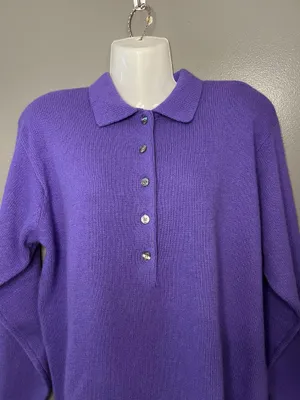 Vintage Saks Fifth Avenue Knit Sweater Tunic Womens Medium Purple Long Sleeve thumbnail 1