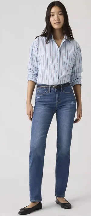 Levi's 314 Shaping Straight Leg Women's Jeans in Medium Blue 32x32 thumbnail 1