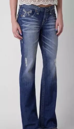 Big Star Low Rise Bootcut Blue Jeans Women’s Size 28L Embroidered Pockets thumbnail 1