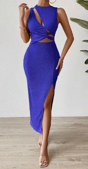 Blue Cut Out Dress thumbnail 4