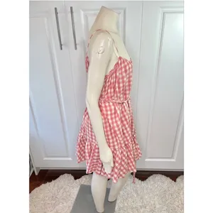 The Impeccable Pig Spin Around Pink Gingham Babydoll Peasant Dress thumbnail 6