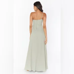 Show me your mumu Shannon one shoulder bridesmaid dress in moss green thumbnail 5