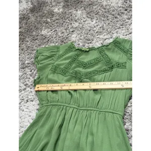 Polagram Green Midi Dress Size S Boho Cottagecore Prairie Crochet Flutter Sleeve thumbnail 11