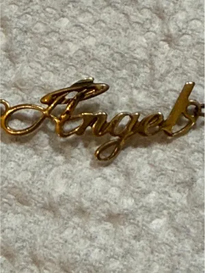 RARE Vintage Avon Gold "Angel' Script Anklet thumbnail 3