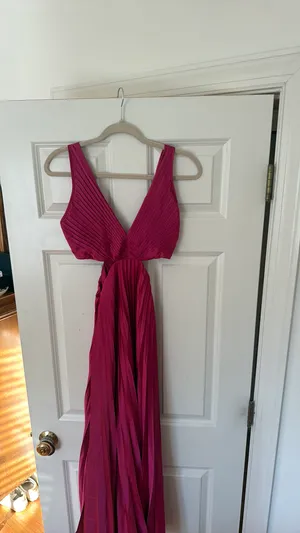 Abercrombie Maxi Dress Cut-Out Satin Pleated thumbnail 4