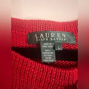 Lauren Ralph Lauren Red Sweater‎ L 100% Mercerized Cotton Classic Knit thumbnail 3