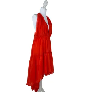 Bardot XL Orange Maxi Dress NWT - Halter Backless Formal Dress Defect Zipper 54" thumbnail 3