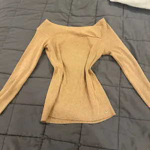 Donna Karan tan Ribbed Asymmetric Neck Sweater thumbnail 3
