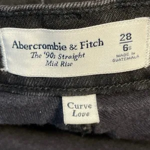Abercrombie & Fitch 90s Straight Black Mid Rise Straight Denim Jeans Pants Sz 28 thumbnail 4