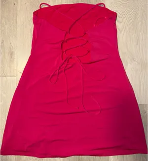 Garage pink mini dress with lace up back thumbnail 2