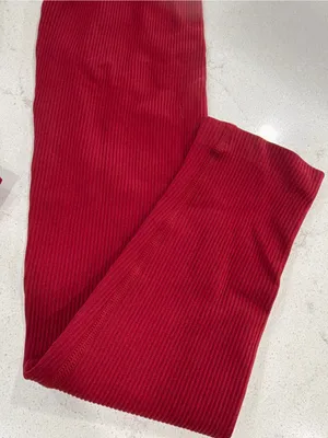 Ribbed Long-Sleeve One-Piece Jumpsuit in Burgundy thumbnail 5