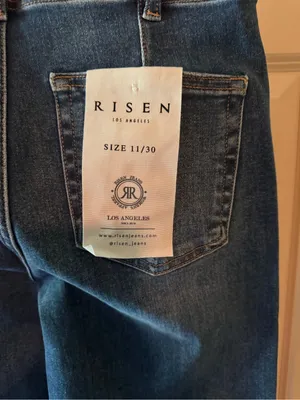 Risen Dark Blue High-Rise Wide Leg Jeans thumbnail 4