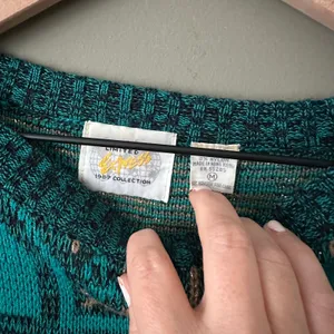 Vintage Green Limited Express 1987 Green & Gold Sweater - M thumbnail 4