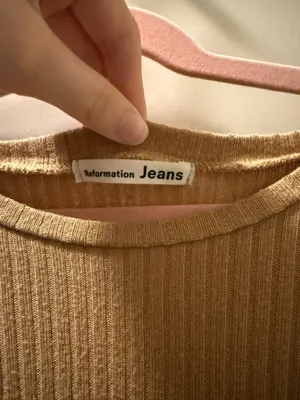 Reformation jeans long sleeve ribbed top thumbnail 3