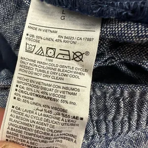 Old Navy Blue Tapered Pants Womens Size Large Linen Blend Elastic Waist thumbnail 4