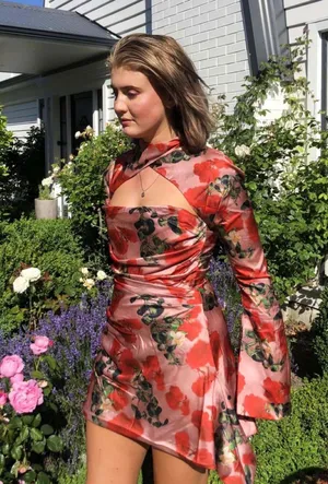 House Of CB 'Toira' Rose Print Draped Corset Dress. Size Small. thumbnail 12