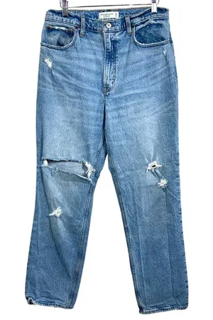 Abercrombie & Fitch The 90s Straight Ultra High Rise Blue Denim Jeans Size 30 10 thumbnail 1