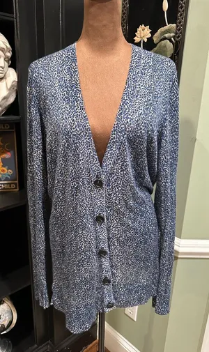Ann Taylor LOFT Leopard Print Button‑Front Cardigan – Women’s Large thumbnail 1