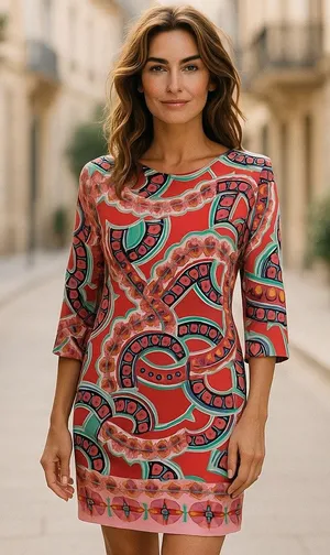 Tracy Negoshian Womens Dress Sz S Bodycon Dolman Sleeve Rust Orange‎ Peach Green thumbnail 1
