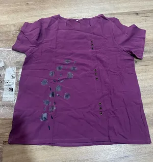 Women's Purple Short-Sleeve floral blouse thumbnail 1