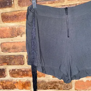 NWT Anthropologie Cleobella Black Fringed Alexa Shorts Women's Size Large thumbnail 3