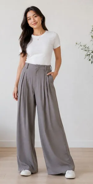 Halara Grey High Rise Wide Leg Pants Womens L Casual Comfort Classic Trousers thumbnail 1