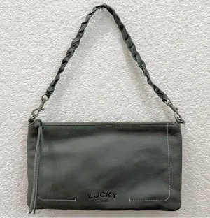 LUCKY BRAND Olive Green Genuine Leather Woven Strap Wristlet Mini Shoulder Bag thumbnail 8