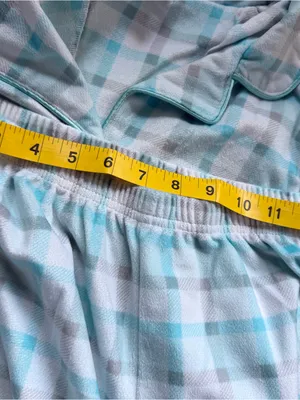 Kim Rogers Blue Plaid Two-Piece Flannel Pajama Set thumbnail 9