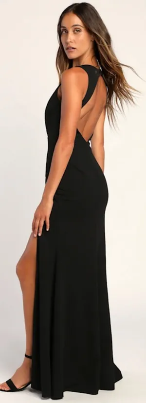 Lulus All For The Romance Black Backless Mermaid Maxi Dress thumbnail 2