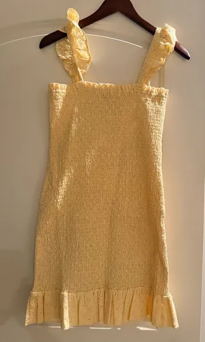 Yellow Smocked Ruffle Strap Women’s Dress thumbnail 1