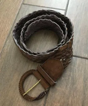 Suede Finish Braided Leather Belt sz 13 thumbnail 1
