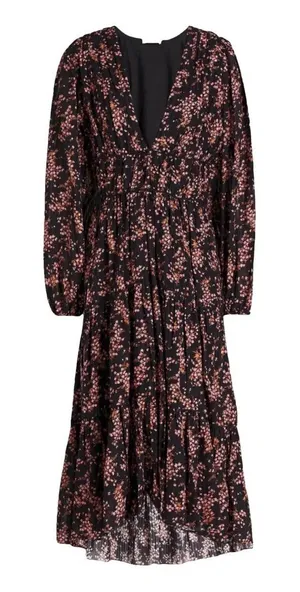 Ulla Johnson Joan Midi Dress Size 8‎ Floral Smocked Tiered Boho Cottage Romantic thumbnail 1