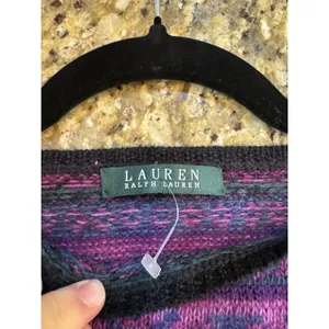Lauren Ralph Lauren Fair Isle Sweater Mohair Wool Women Size Small Black Purple thumbnail 4