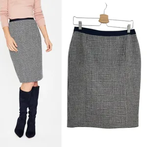 Boden British Tweed Pencil Skirt‎ Houndstooth Plaid Navy Blue Size US 6R thumbnail 2