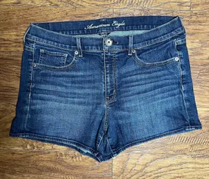 American Eagle Women's Blue Denim Stretch Shorts size 14 thumbnail 1