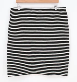 LOFT Skirt Womens XL Pencil Black White Striped Stretch Knit Excellent thumbnail 1