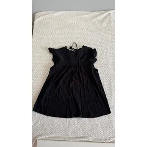 Anthropologie Black Flutter Sleeve Ruffle Tie Neck Lace Trim Boho Top Small thumbnail 3