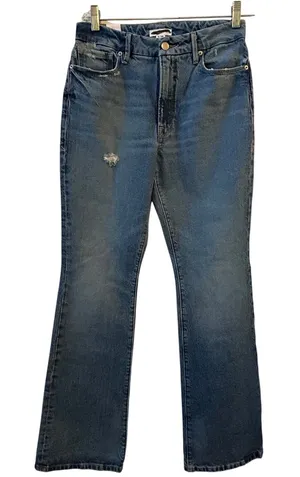 GOOD AMERICAN Womens Blue Denim Flare Jeans Size‎ 6 28 Distressed High Rise thumbnail 1